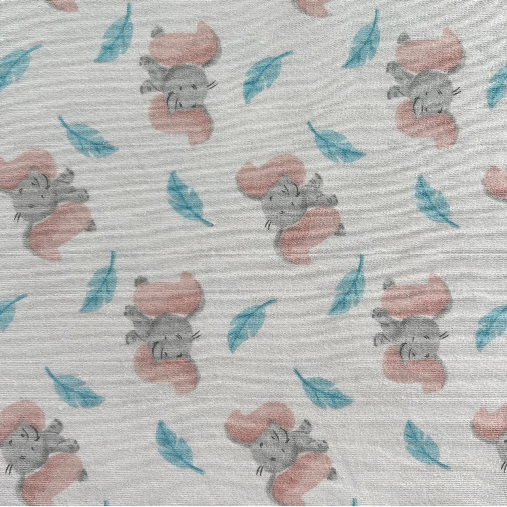 1 Yard Baby Dumbo Feather Toss Print Disney Springs Creative Knit Fabric CP70150